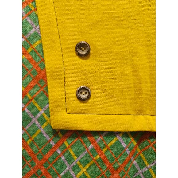 1960s Vintage Green OJ Yellow Children's Growing Girl Perma-Prest Dress Size 10 - Picture 3 of 7